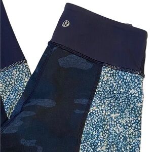 LULULEMON Wonder Under Athletic Pants Leggings Sashiko Inkwell Blue Camo Size 2